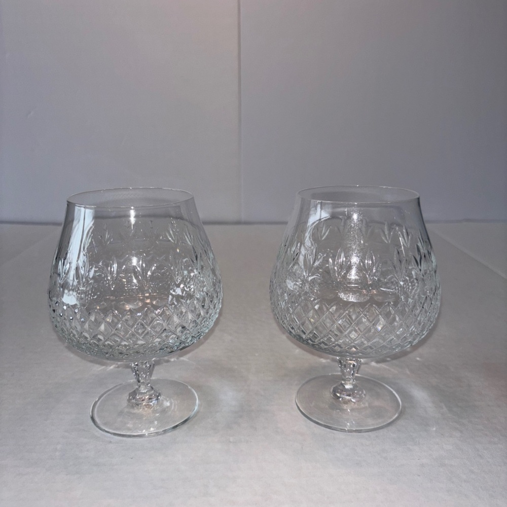 Set Of 2 Vintage Mikasa Crystal Chatsworth 5-5/8” Brandy Glasses Excellent